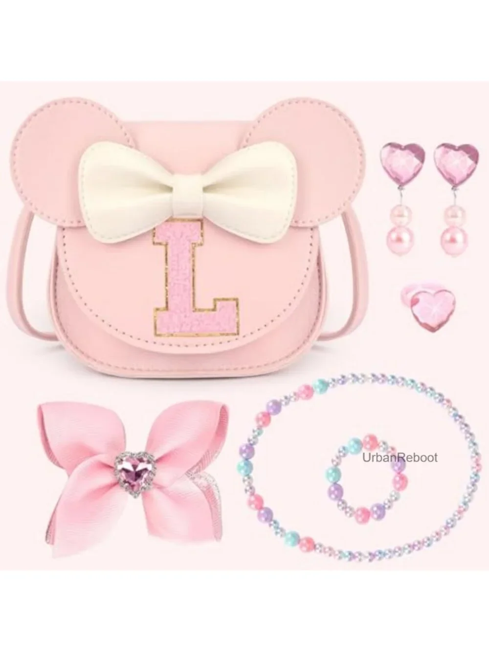 Girls Toddler Purse Set Faux Leather Heart Wristlet Gift for Kids